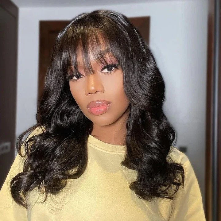 Glueless Body Wave Human Hair Wig With Bang