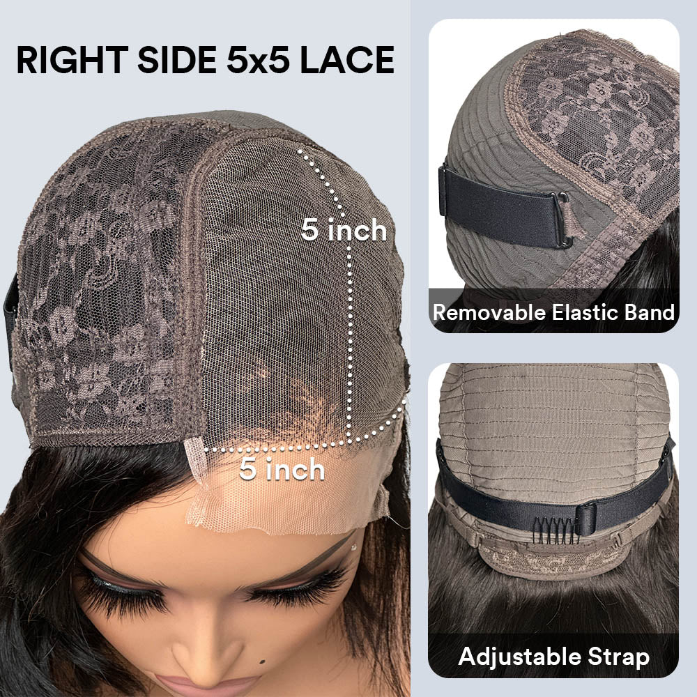 Ginger Highlights Layered Pixie Cuts 5x5  Lace Closure Wig