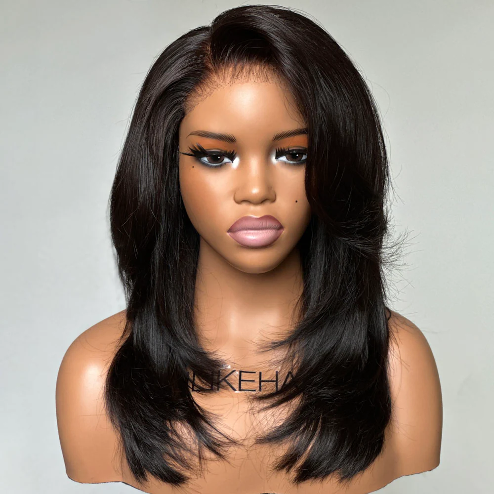 Glueless Shaggy Layered Cut With Side-swept Bangs 5x5 Lace Closure Wig