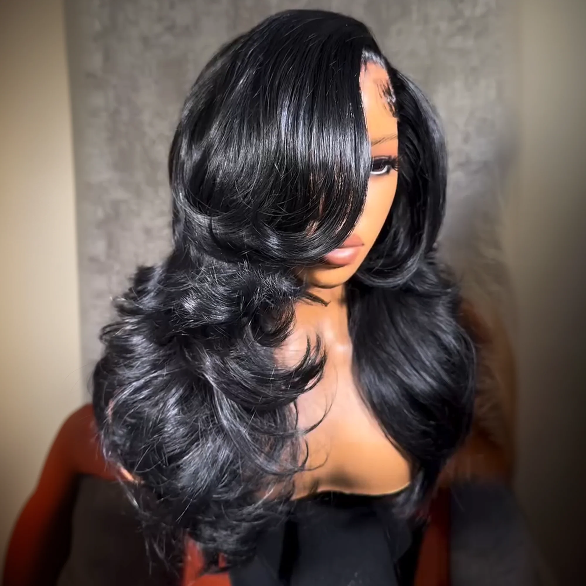 Natural Black Body Wave 13��4 Lace Frontal Human Hair Wig