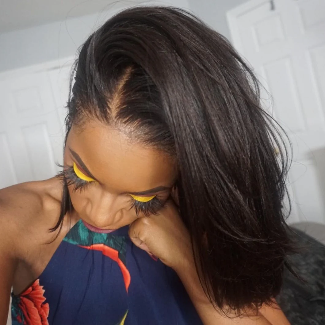 Malaysian Hair Elegant Bob Short Lace Front Wig 100%Human Hair