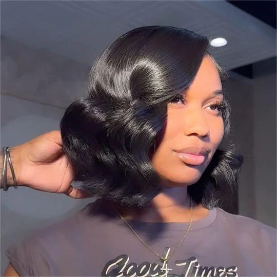 Short Brazilian Body Wave Human Hair Bob Lace Wig