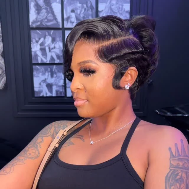 Natural Realistic Full Lace Glueless Side Parted Pixie Wig