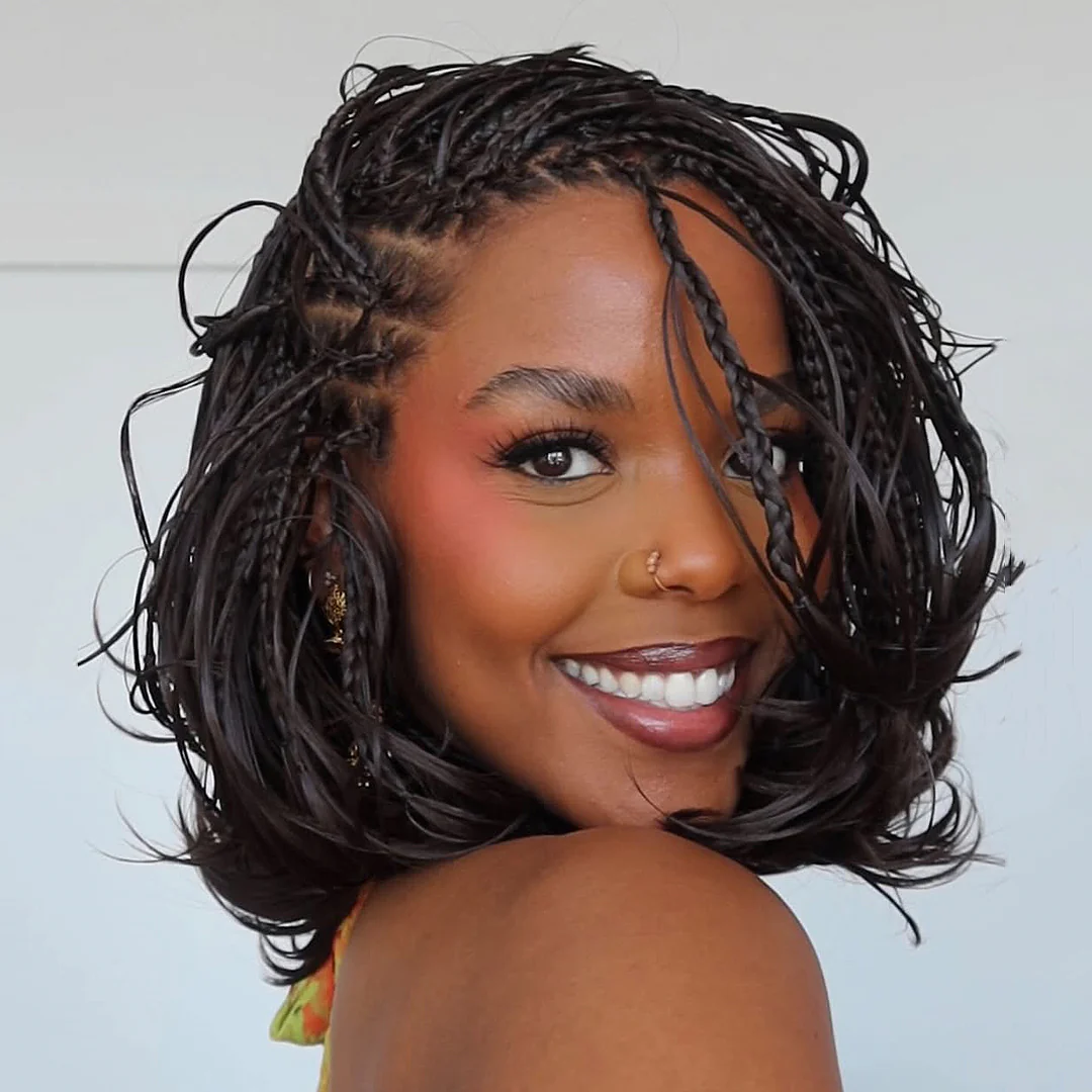 Full Lace Knotless Boho Braided French Curls Invisi Drawstring Wig