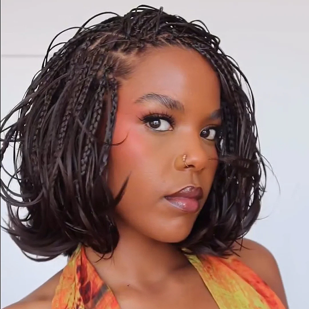 Full Lace Knotless Boho Braided French Curls Invisi Drawstring Wig