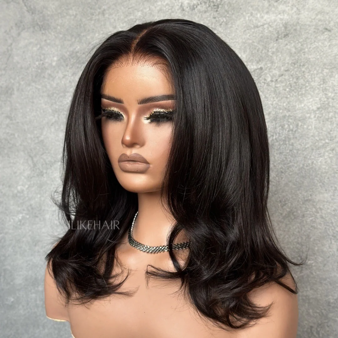 Mid-Length Blowout Layered Haircut Glueless 5x5 Lace Closure Wig