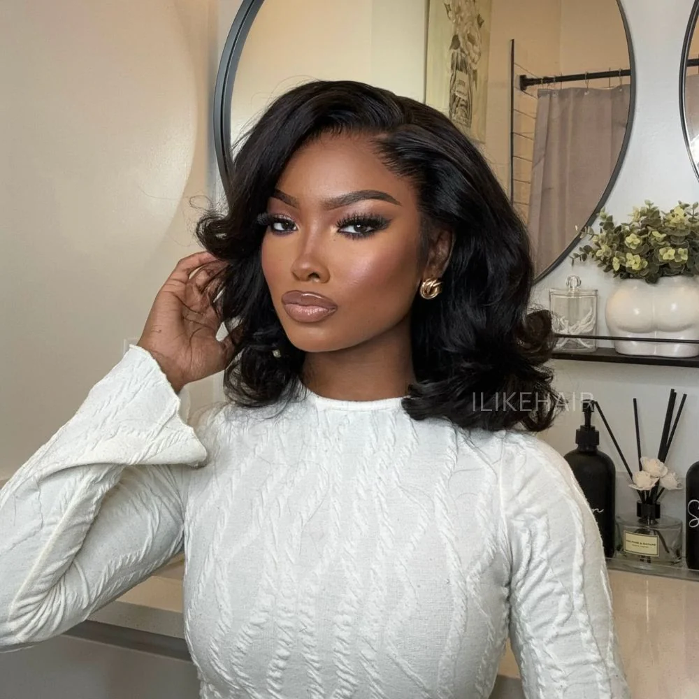 Designer Layered Bob Short Wavy Lace Wig