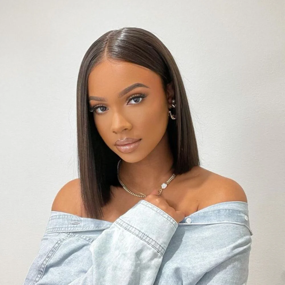 Put on & Go Short Cut Silky Straight Bob 5x5 Lace Closure Wig