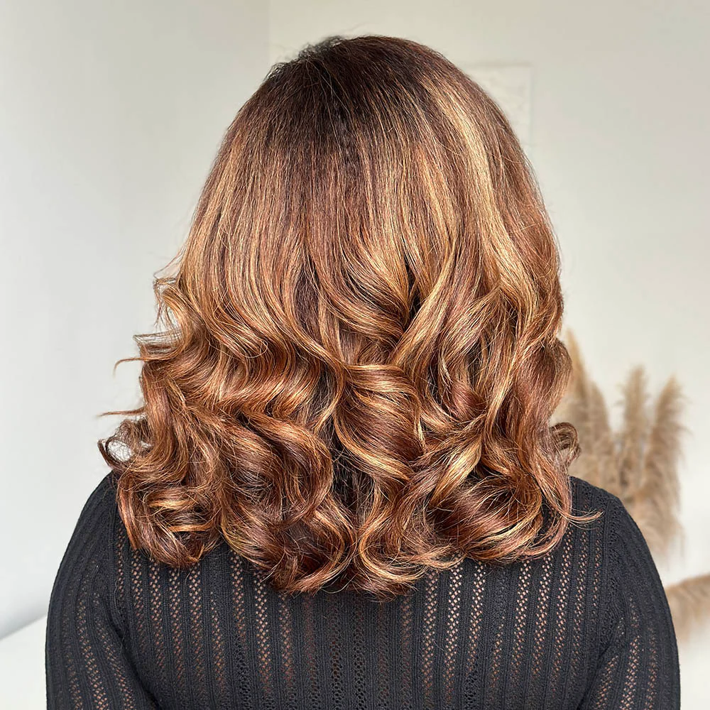 Ombre Golden Brown Blowout Wig with Kinky Edges