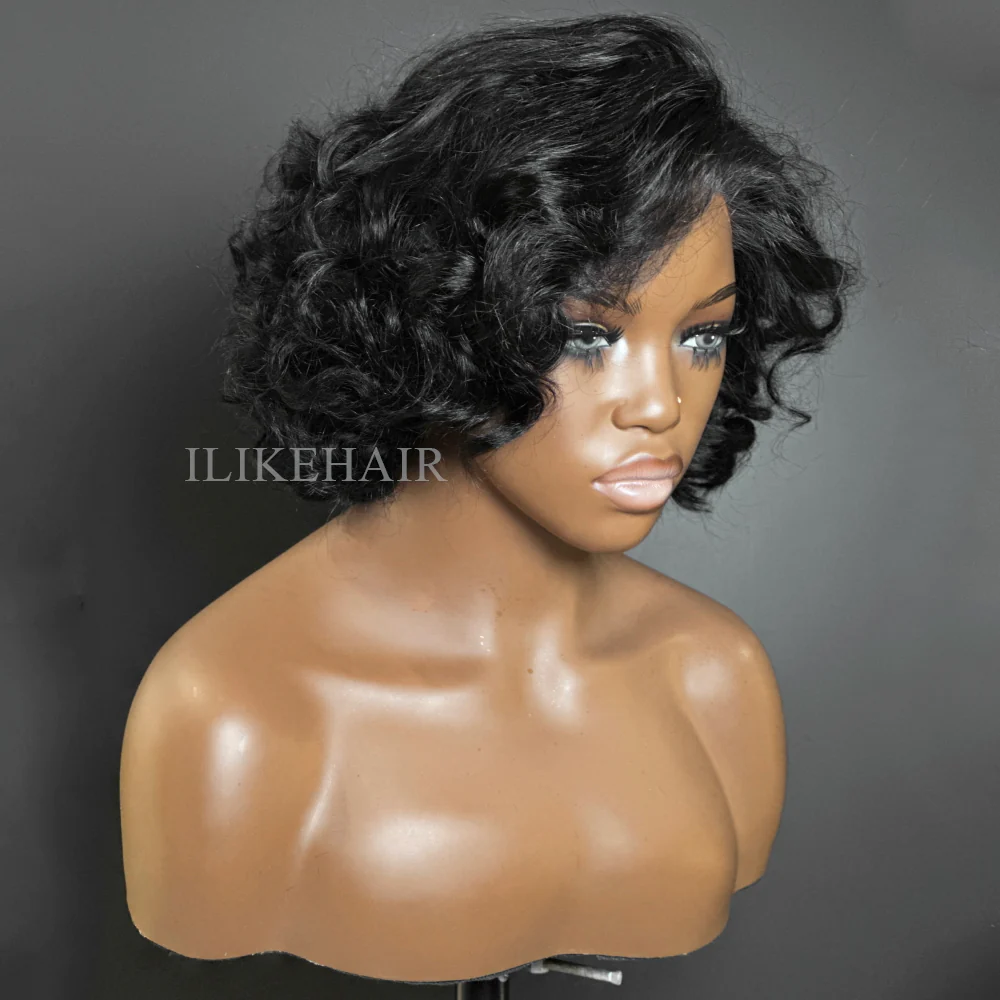 Bouncy Rose Curly Short Bob Glueless 5x5 Lace Closure Wig