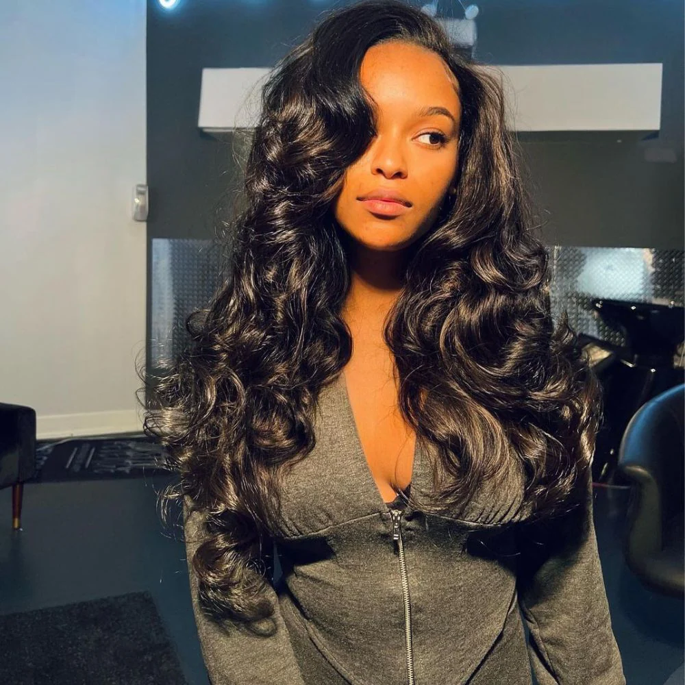Put on & Go Layered Wavy With Side Bangs 5x5 Lace Closure Wig