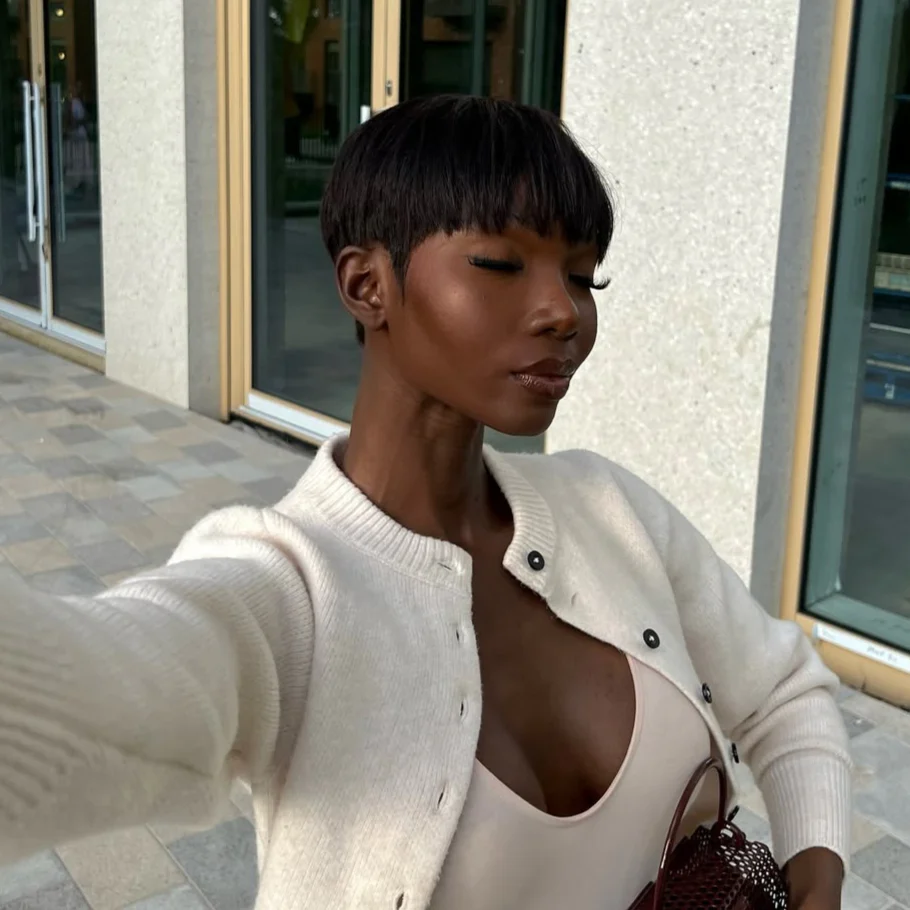 Put on  & Go Natural Black Short Pixie Hair Bowler Cut Wig