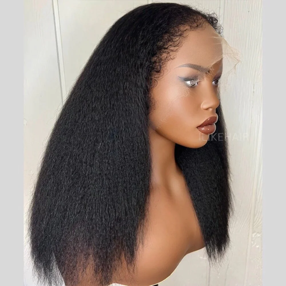 Kinky Straight 13x4 HD Lace Front With 3C Hybrid Hairline Wig