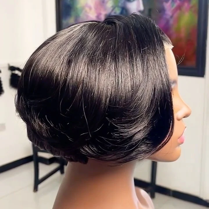Put on And Go Celebrity Style Short Cut Side Part Bob Wig