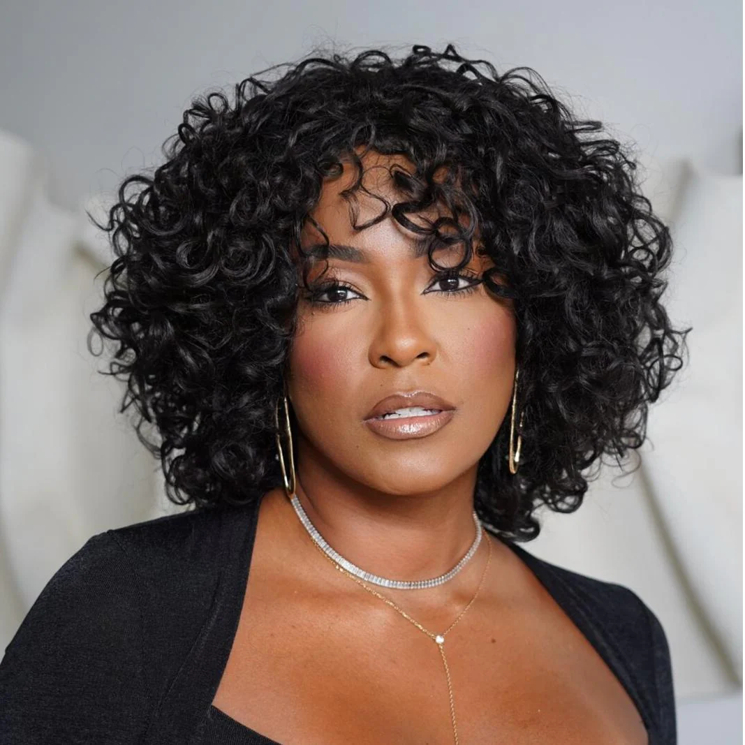 Put On ��� Go Glueless Short Bob Curly 13��4 Lace Front Human Hair Wig