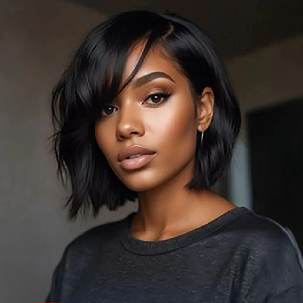 Modern Stylish Short Blowout Bob Haircut 13x4 Lace Front Wig