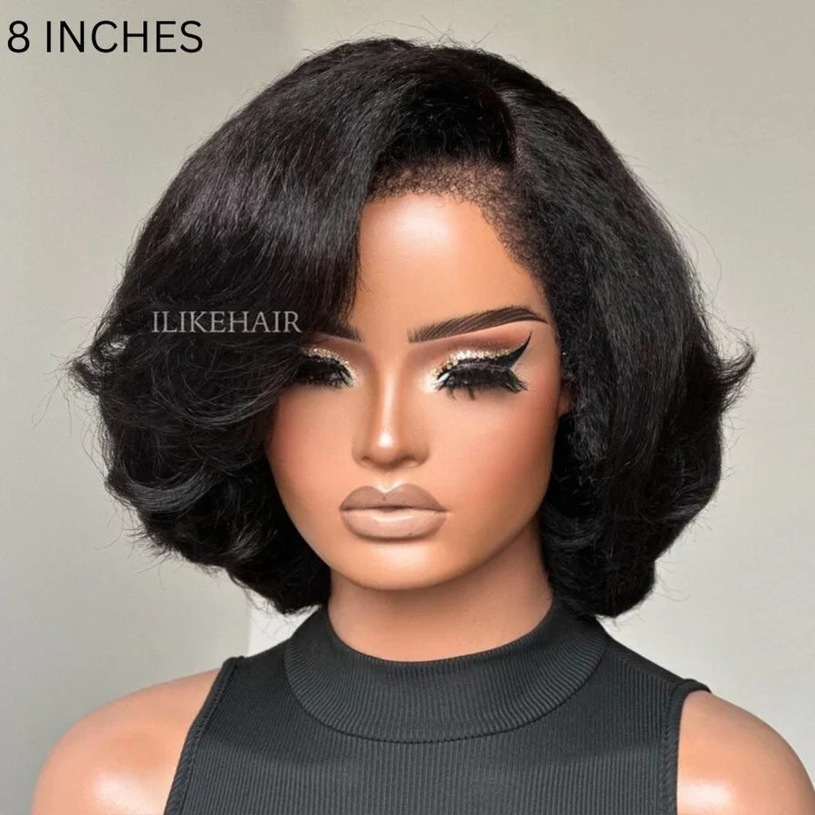 Put on & Go Side Part Short Layered Bob With Kinky Edges Wig