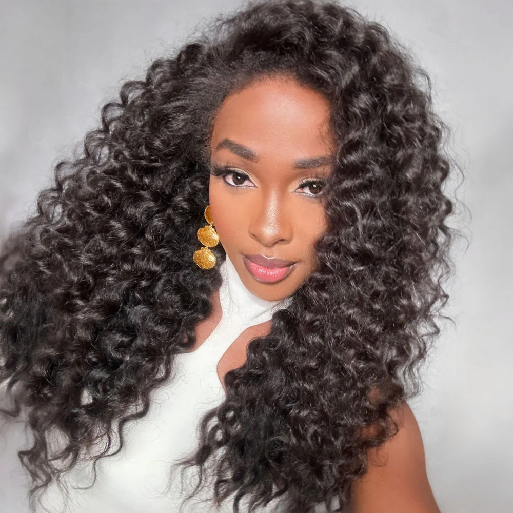 Fluffy Wand Curls HD Lace With 4C Kinky Edges Wig