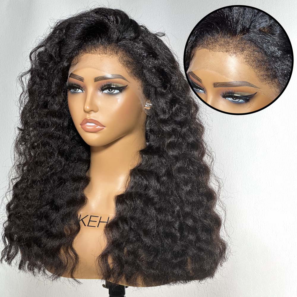 Fluffy Wand Curls HD Lace With 4C Kinky Edges Wig