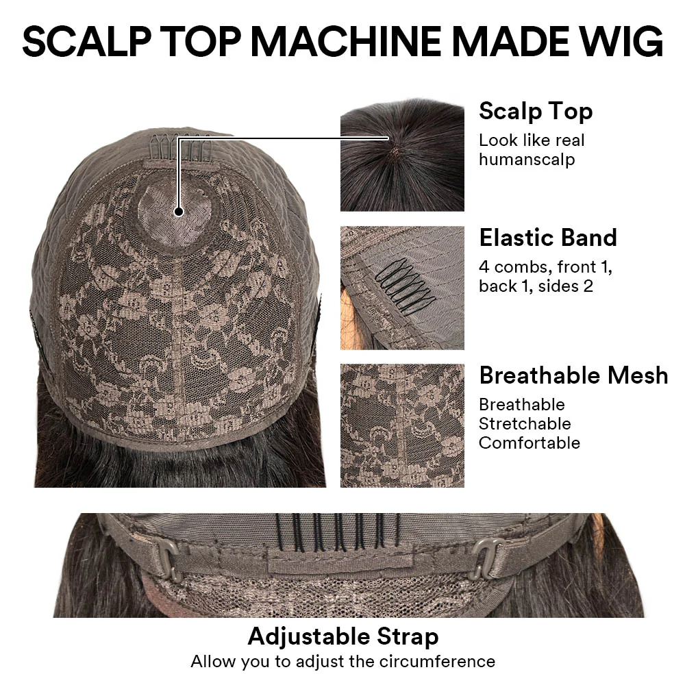 Put On & Go Dark Brown Curly Bob Wig With Bangs