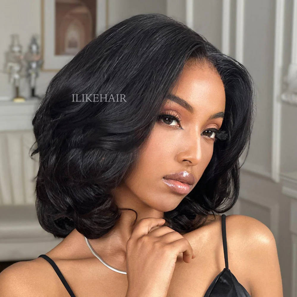 Put on & Go Layered Wavy Bob  Pre Cut Lace Closure Wig