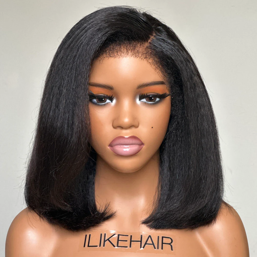 Kinky Straight Hd Lace Frontal With 4C Kinky Edges Wig