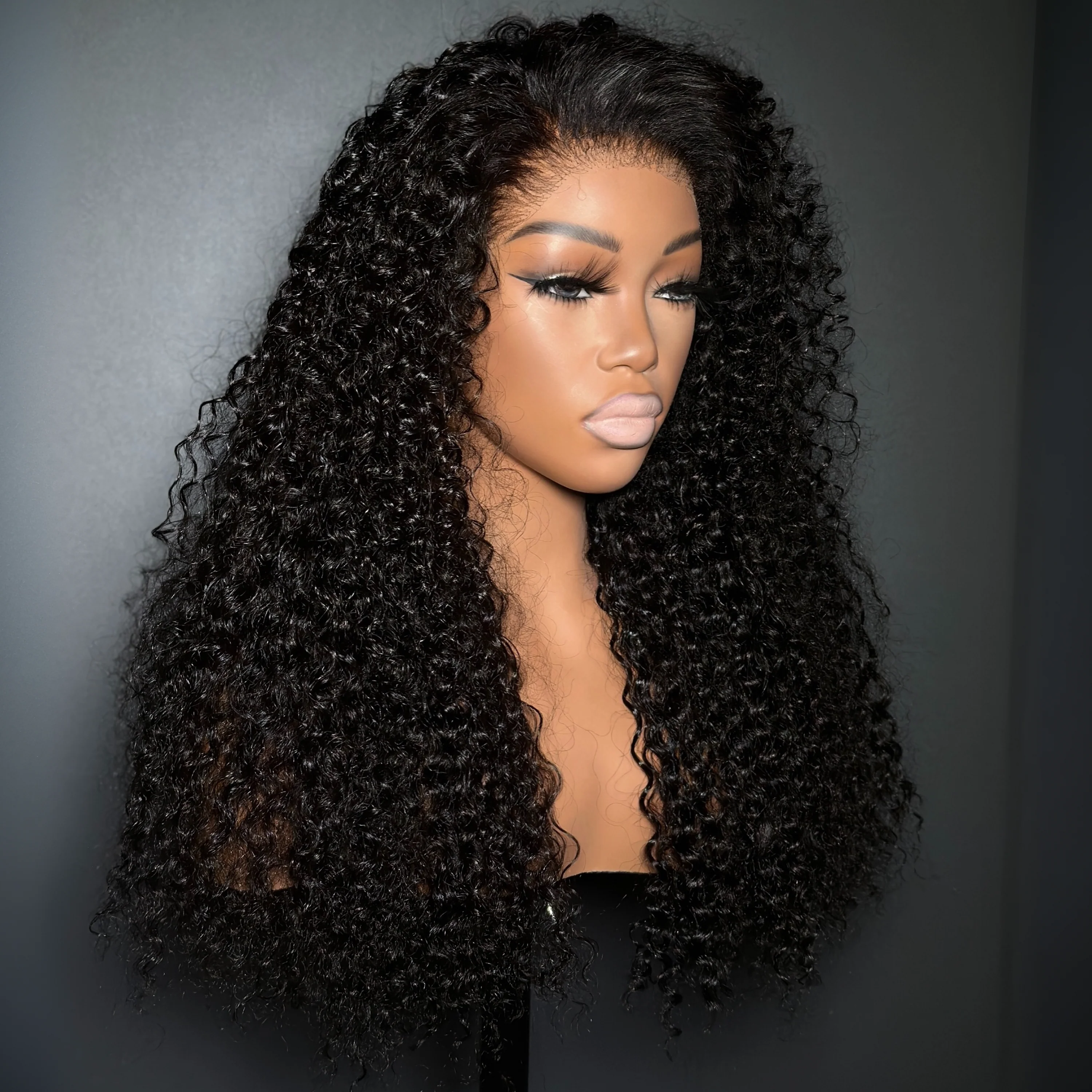 Pre-plucked Deep Curly 100% Human Hair 13x4 Lace Front Wig