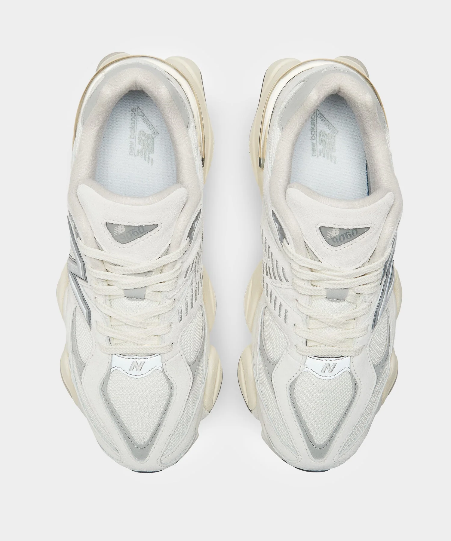 New Balance 9060 in Sea Salt + Concrete and Silver Metallic