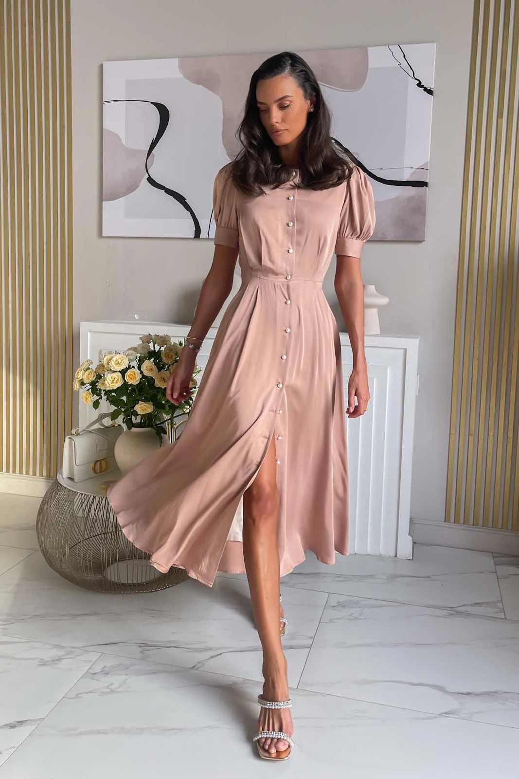 Button Front Midi Dress