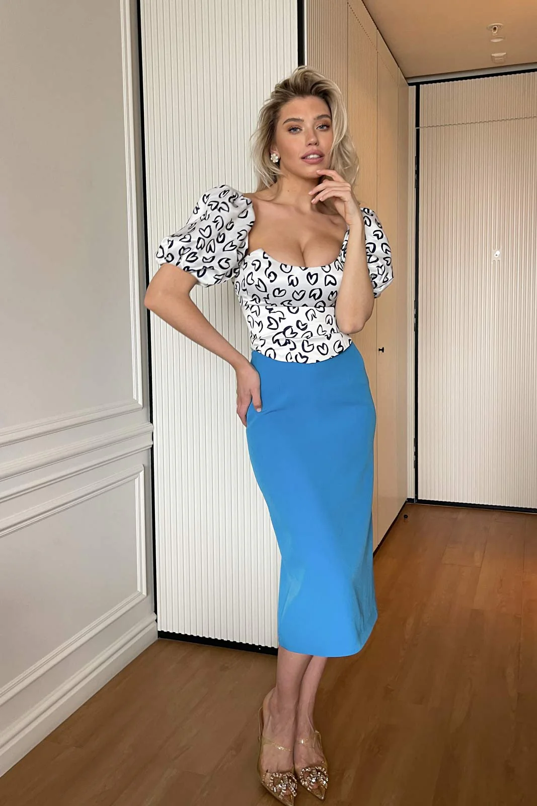 Heart Printed Bustier Top