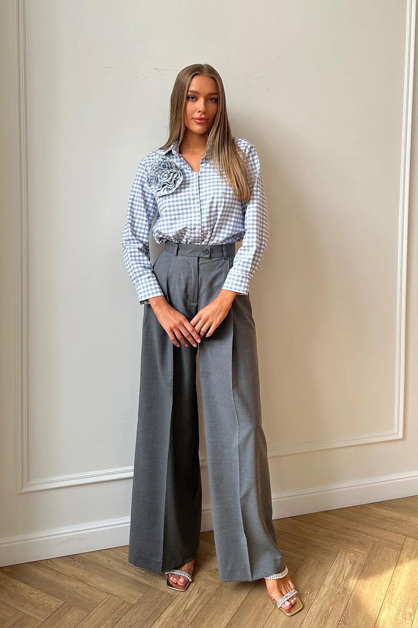 Pleated Wide Leg Trousers