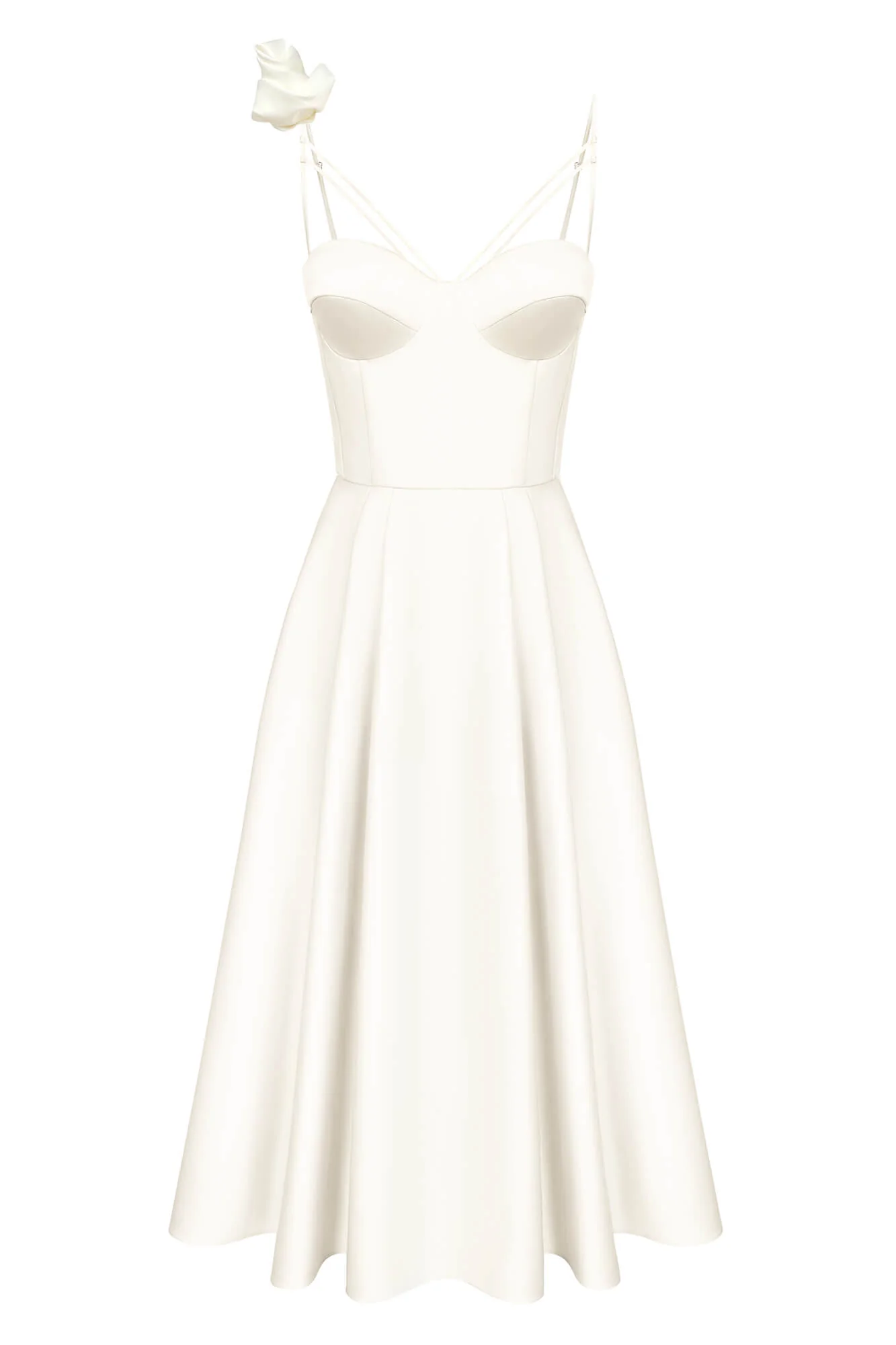 Rose Detail Bell Corset Midi Dress