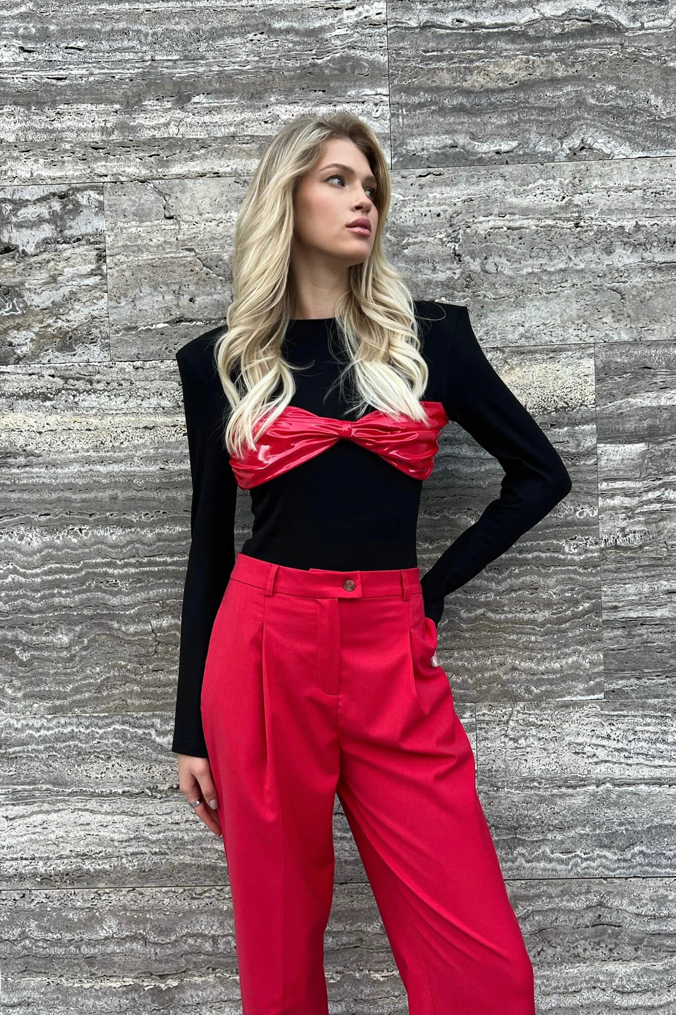 Leather Insert Trim Bodysuit