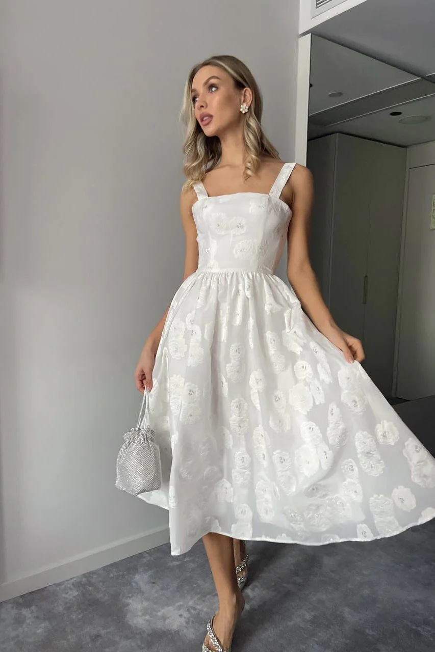 Jacquard Straight Corset Midi Dress