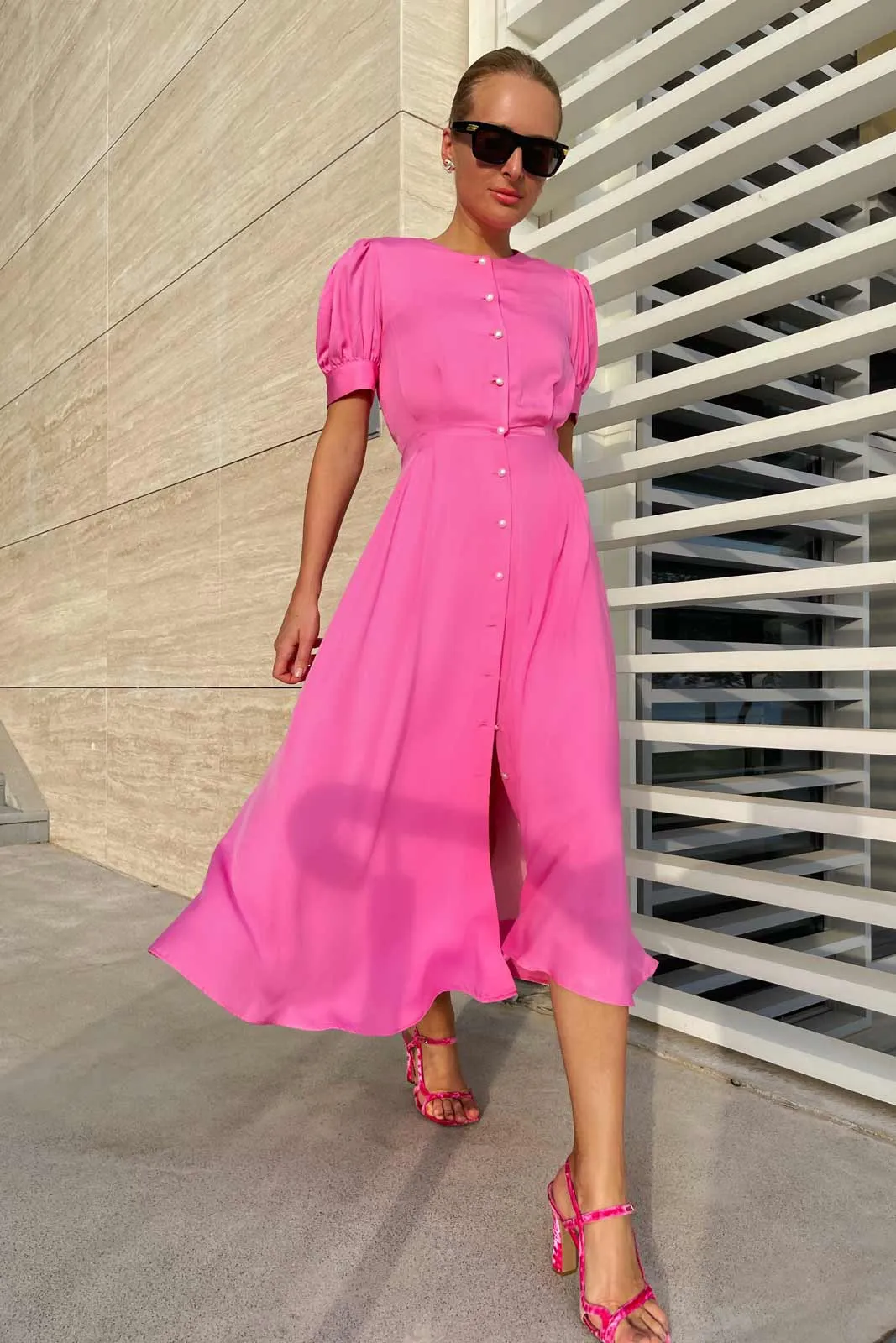 Button Front Midi Dress