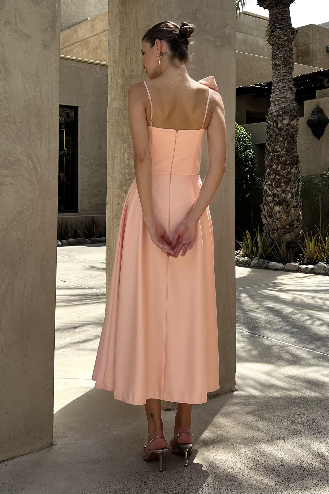 Rose Detail Bell Corset Midi Dress