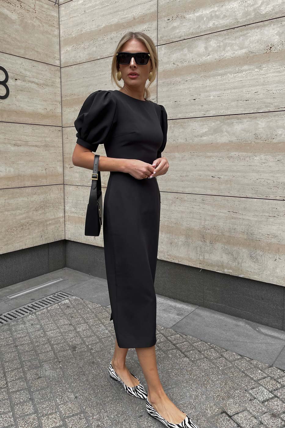 Voluminous Sleeve Midi Dress