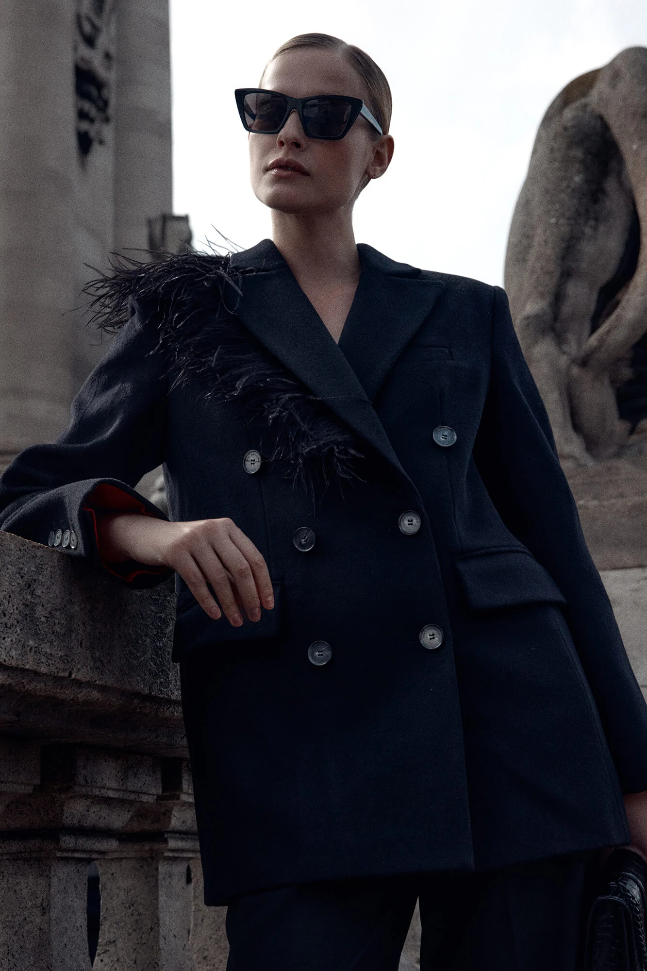 Short Coat with removable Feather Detail