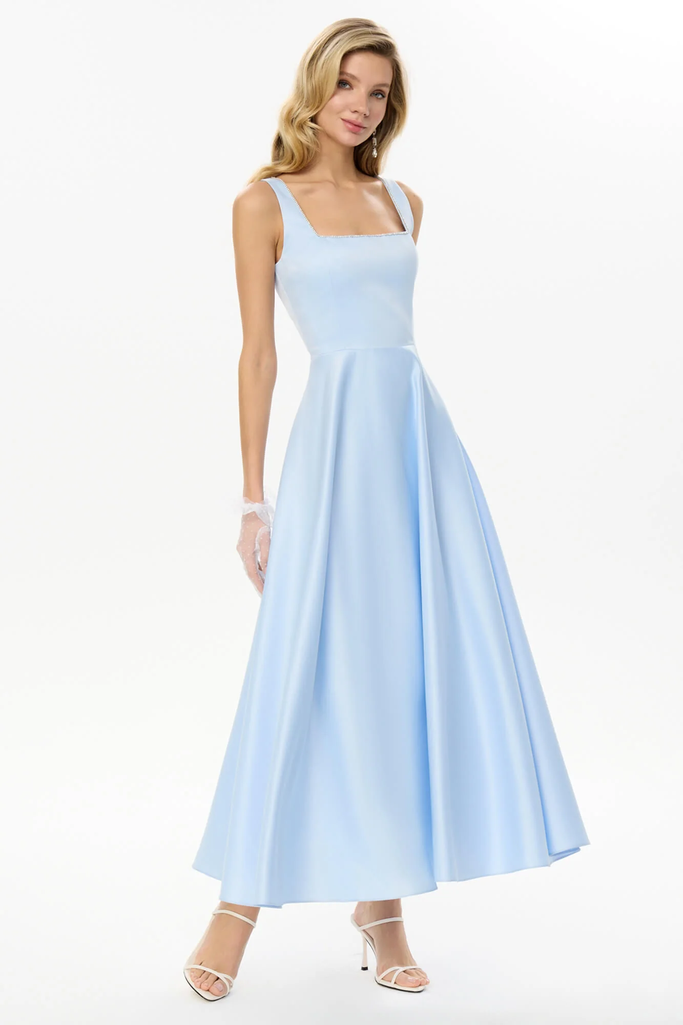 Strap Decorated Bodice Midi Dress