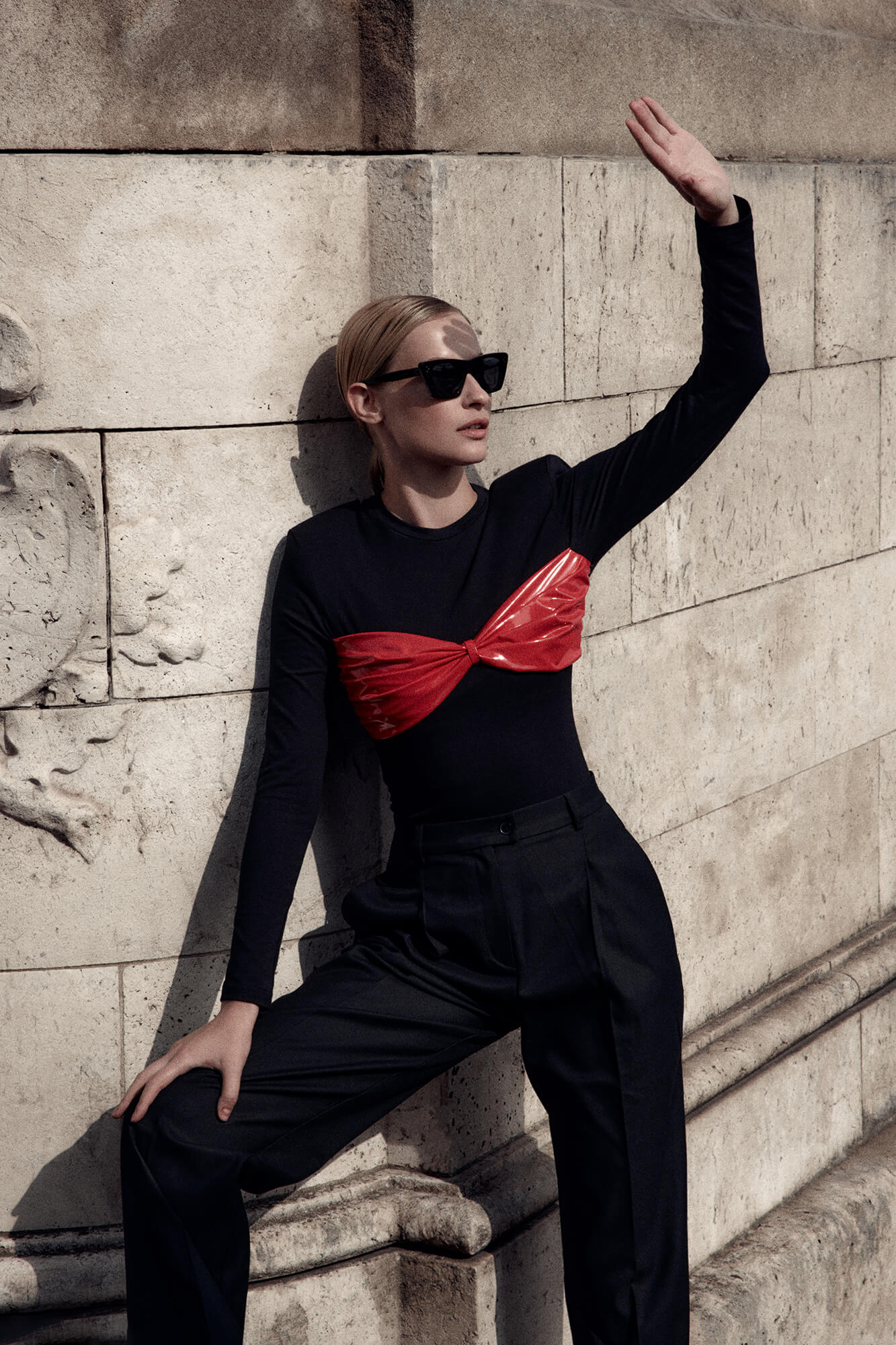 Leather Insert Trim Bodysuit