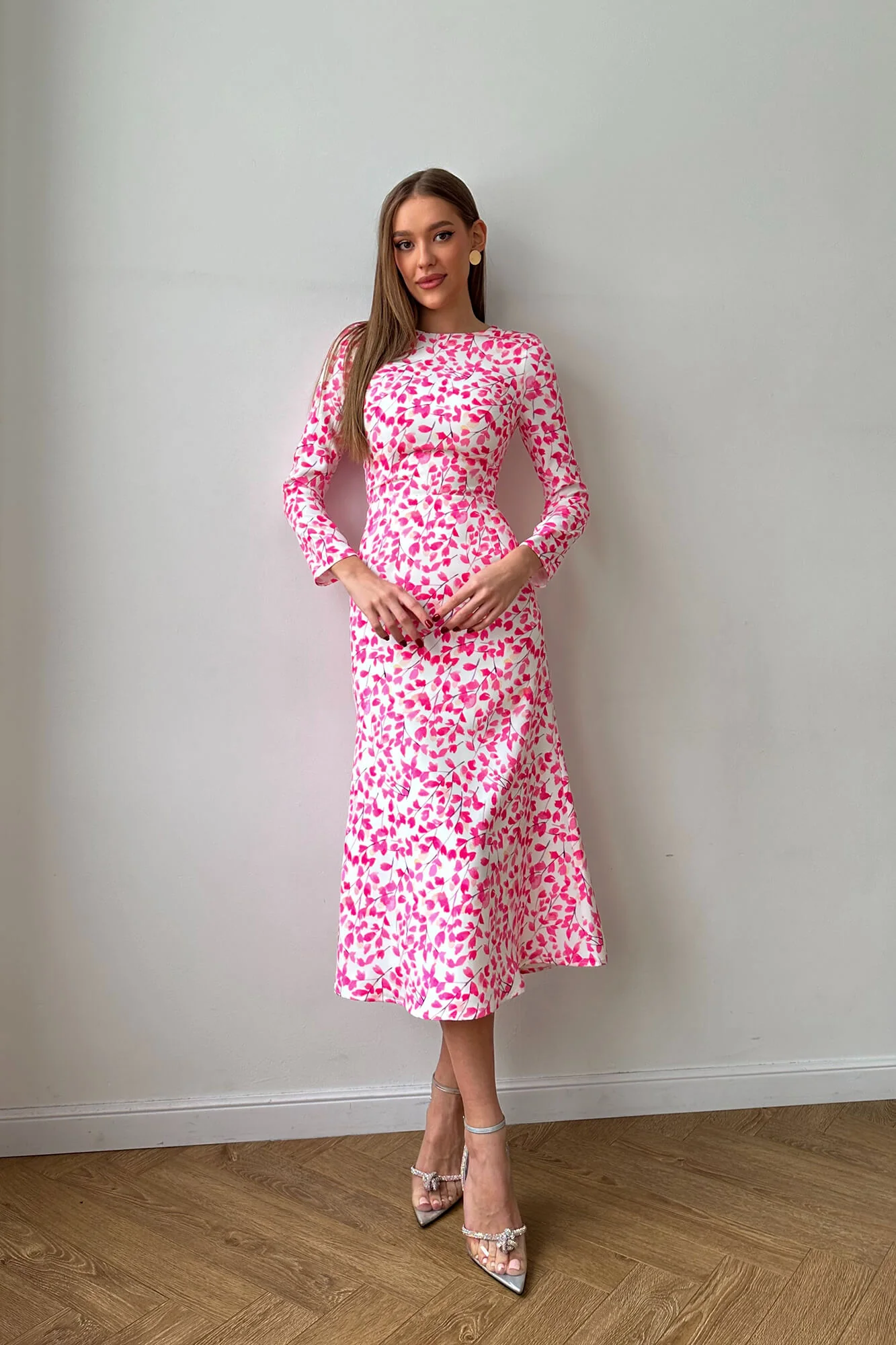 Long Sleeve Printed Midi Dress