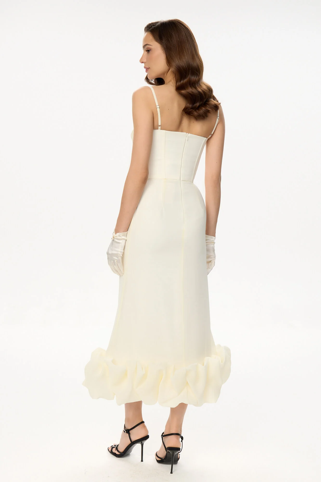 Draped Bodice Bottom Flounced Bustier Dress
