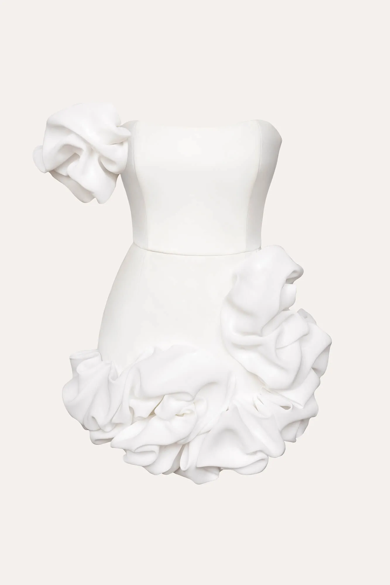 Flounced Bottom One Shoulder Bustier Dress