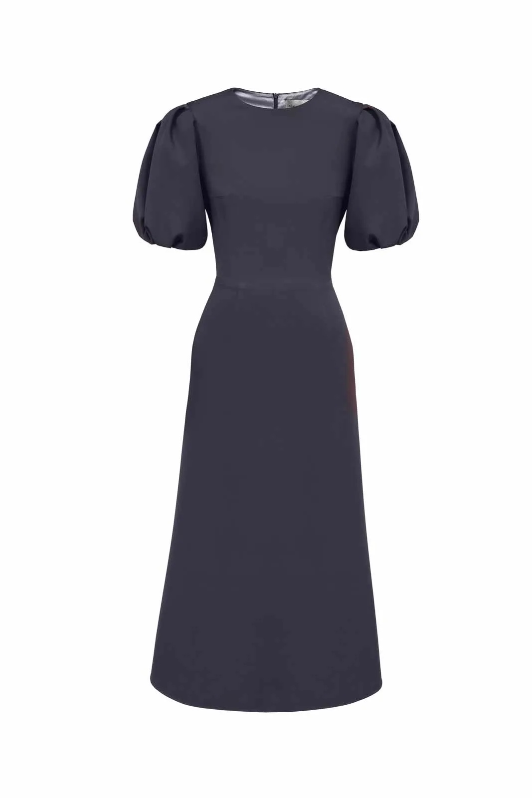 Godet Silhouette Puff Sleeve Midi Dress