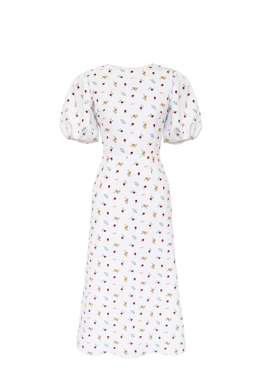 Puff Sleeve Printed Midi Dress