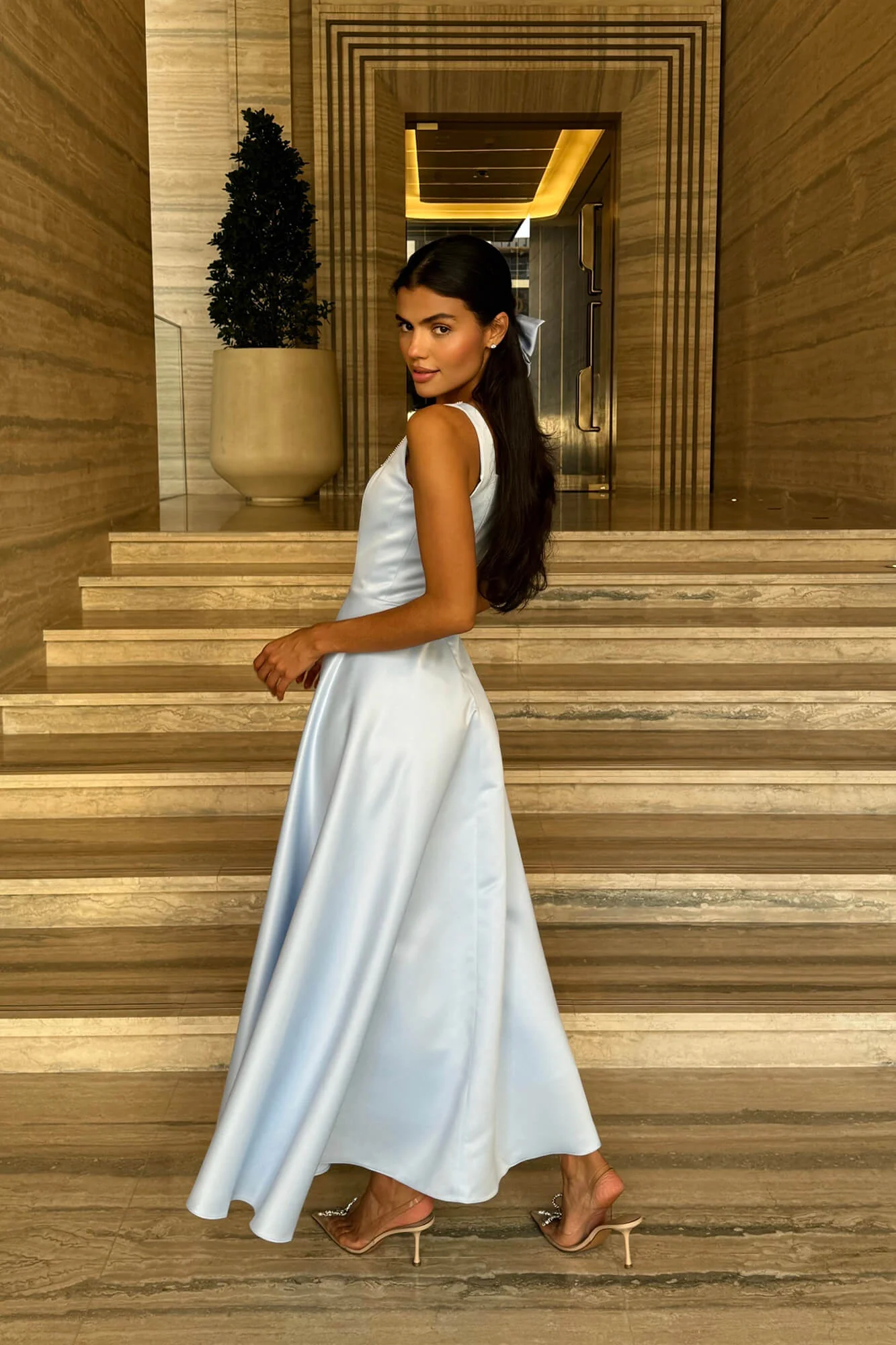 Strap Decorated Bodice Midi Dress