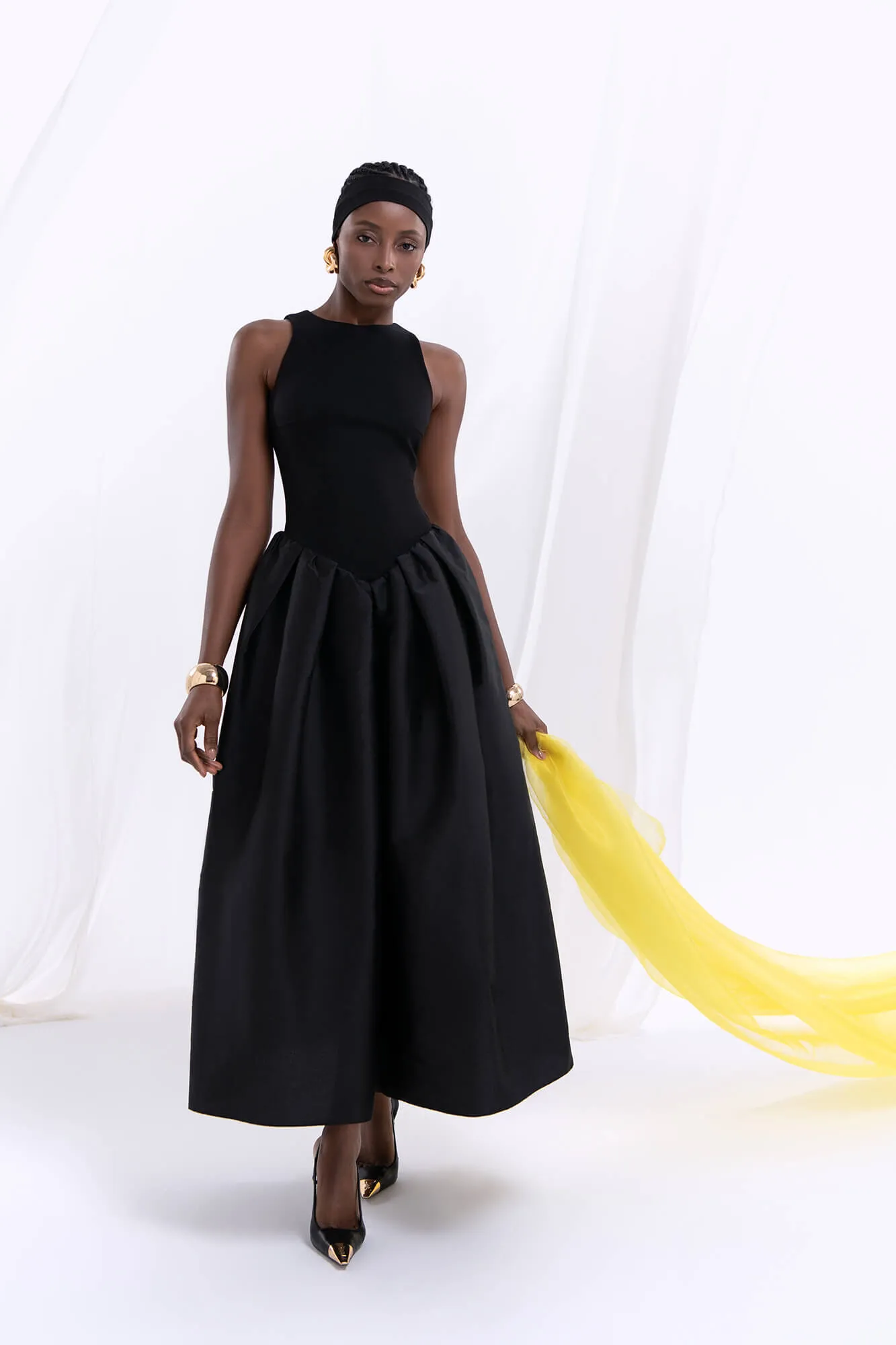 Midi Dress With Puffy Skirt