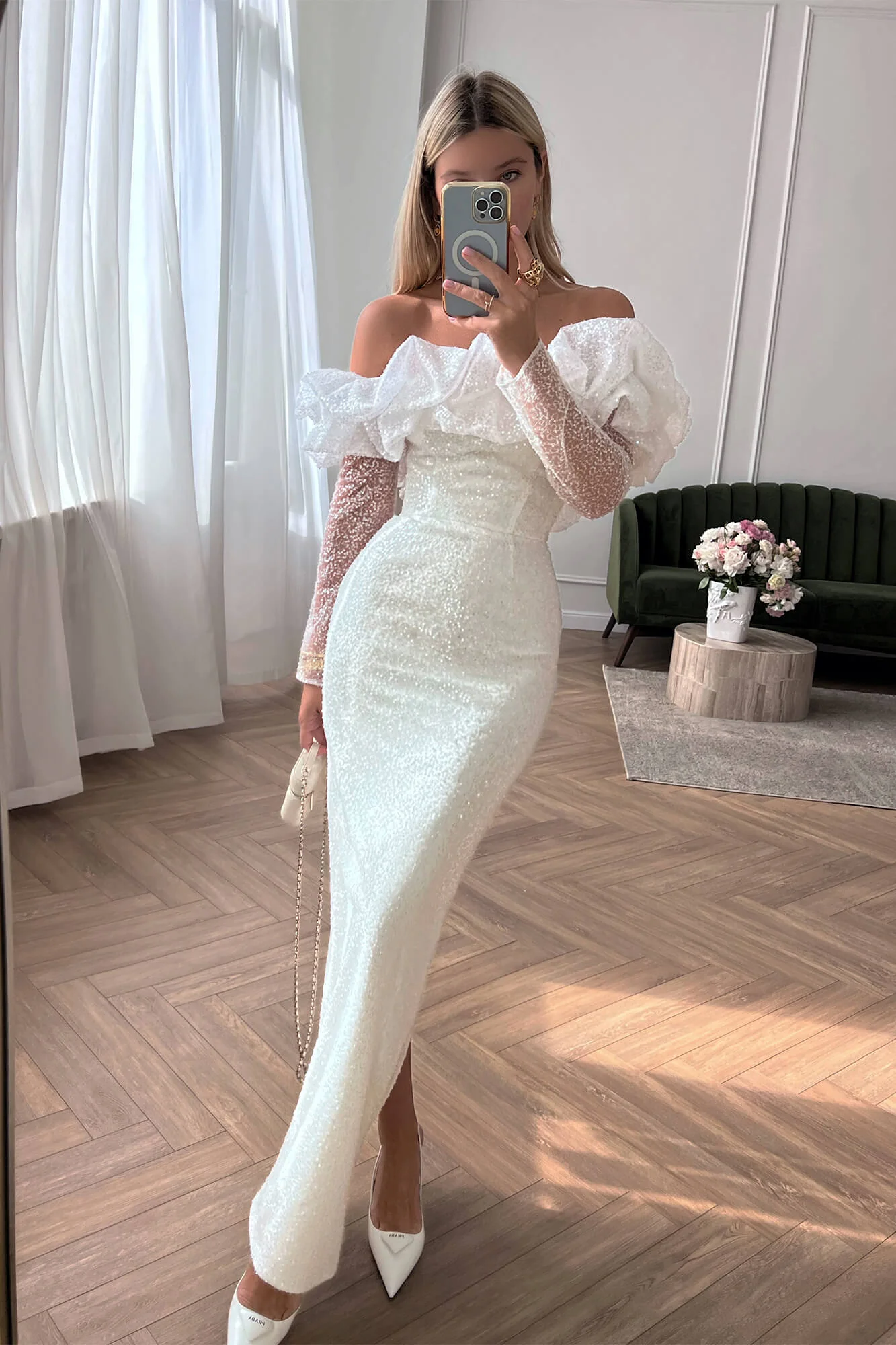 Meringue Long Sleeve Midi Dress