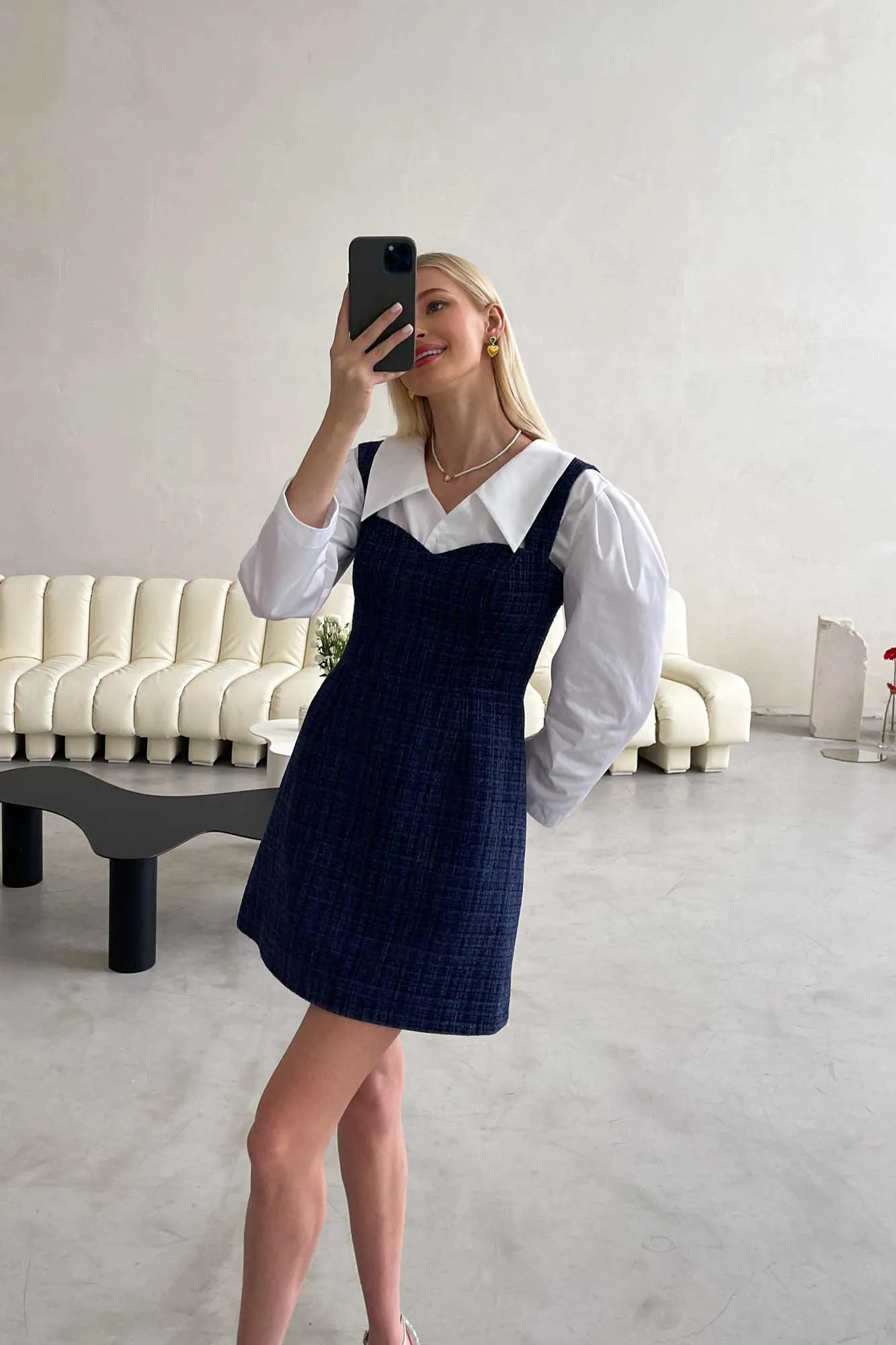 Tweed Strap Mini Dress