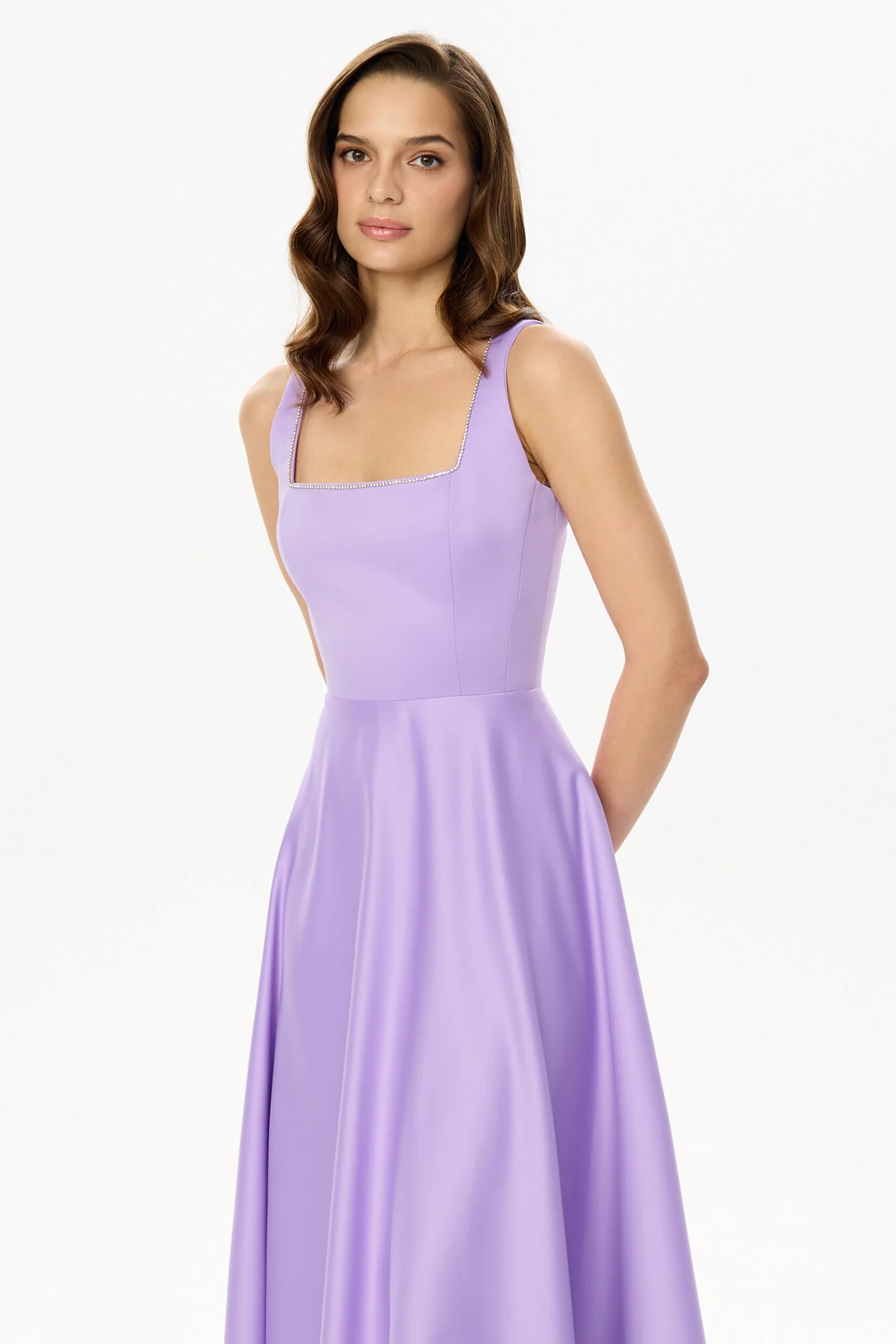 Strap Decorated Bodice Midi Dress